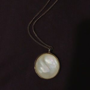 White long length circle necklace